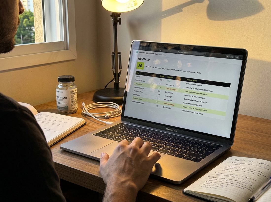 Notebook com a planilha do Diagnóstico de Prontidão aberta